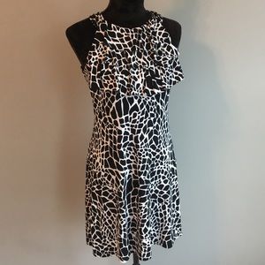 Black and white animal print halter dress